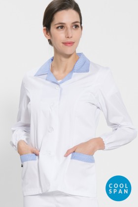 긴팔 TC32수 쿨스판 위생복 셔츠(여성용) /스카이블루체크(FS-117)