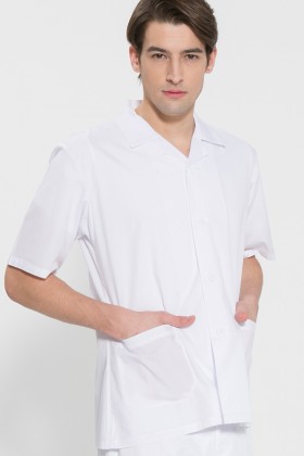 반팔 TC45수 스판덱스 위생복 셔츠(남성용) /화이트(FS-108)
